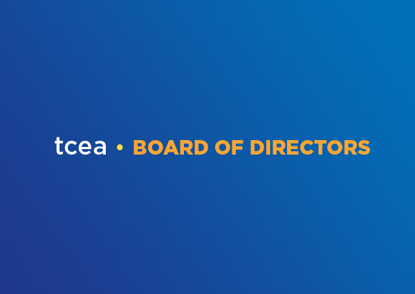 Blue square with text "TCEA Board of Directors"